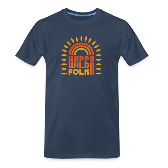 Men’s Organic Happy Wild Folk T-Shirt - navy