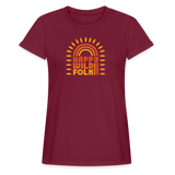 Women’s Happy Wild Folk Oversize T-Shirt - bordeaux