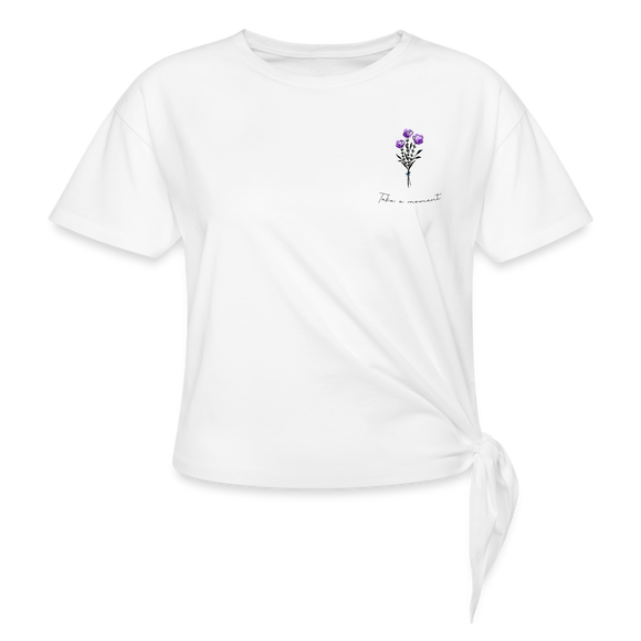 Women’s 'Take a Moment' Knotted T-Shirt - white