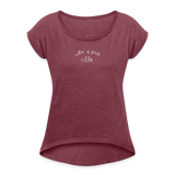 Mother of Ferals Rolled Sleeve T-Shirt - heather burgundy