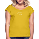 Mother of Ferals Rolled Sleeve T-Shirt - mustard yellow
