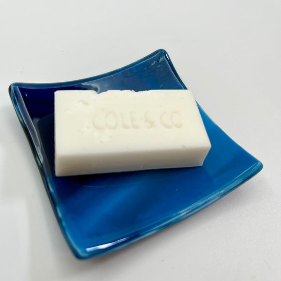 Mini Wispy Blue Glass Soap Dish