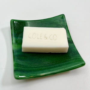 Mini Wispy Green Glass Soap Dish